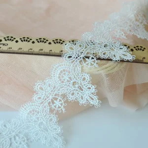 1 Yard Gold Lace Fabric Ribbon Metaillic Embroidery Lace for Sewing, Cake Fringe, Wedding Bridal Dress 5.5CM Wide