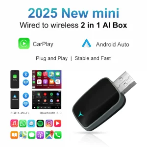 2025 NEW 2 In 1 Wireless Carplay AI Box Android Auto Plug And Play Applicable To Convert Original Car Wired Carplay To Wireless