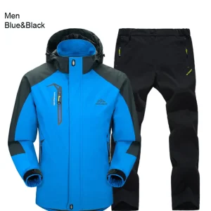 Outdoor Hiking Jacket and Pants Sets Men Autumn Thermal Waterproof Windproof Hooded Jackets Trip Mountain Camping Clothes