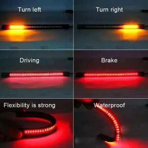 Flexible 48 LED Motorcycle Light Bar Strip Tail Turn Signal Tail Rear Brake Stop Bulb Lamp Brake Light 12V