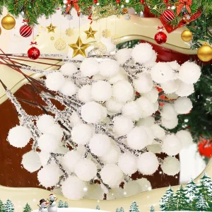 50/5Pcs Simulation White Berries Branch 20cm Artificial Fake Plant Wreath Ornament Berry Home DIY Crafts Christmas Decorations