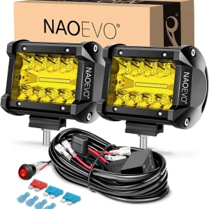 NAOEVO 4 Inch 2Pcs LED Pod Lights Spot Flood Combo LED Fog Driving 4x4 Off Road Lights Work Lights for Truck Boat ATV UTV Jeep
