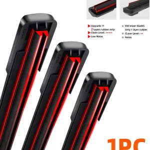 General J/U hook dual rubber strip wiper blade boneless car windshield wiper multifunctional boneless double-layer rubber str