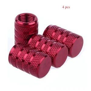 4pcs Knurling Style Tire Valve Caps  Aluminum Silver Car Wheel Stem Air Valve Caps Tire Pressure Cap for Auto Bike
