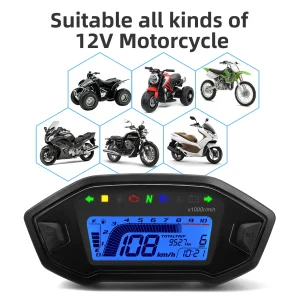 Motorcycle Digital Speedometer Universal LCD Motor Tachometer Instrument Cluster Turn Signal Light Indicator Voltmeter Oil Gauge