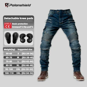 New Double Zipper Metal Style Motocross Moto Trousers Men For Woman Outdoor Riding Jeans With Protective Gear Motorcycle Pants