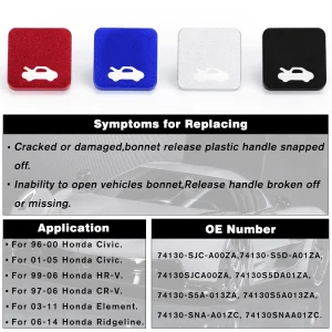 Car Hood Release Latch Handle Repair Kit Auto Accessories Engine cover lock for Honda for Civic 1996-2011