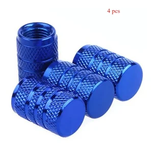 4pcs Knurling Style Tire Valve Caps  Aluminum Silver Car Wheel Stem Air Valve Caps Tire Pressure Cap for Auto Bike