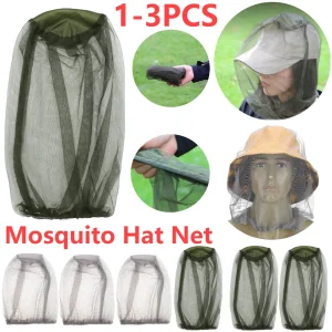 1-3PC Fishing Anti Mosquito Insect Hat Fishing Hat Bug Mesh Head Net Face Protector Camping Sunshade Hats Outdoor Travel Camping