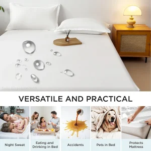 Waterproof Mattress Cover Bed Fitted Sheet Throw Mattress Bedspread Protector Pads Single/Double/King/Queen Full Size Gray/White