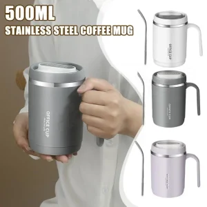 500ml Thermos Coffee Cup with Straw Stainless Steel Coffee Cup Mug with Lid Thermal Bottle for Coffee Mugs Thermal Cup Carry Mug