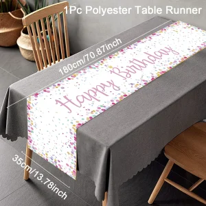 Black Gold Birthday Table Runner Table Cover Happy Birthday Party Decorations For Kids Adults Home 1st Bithday Table Decor
