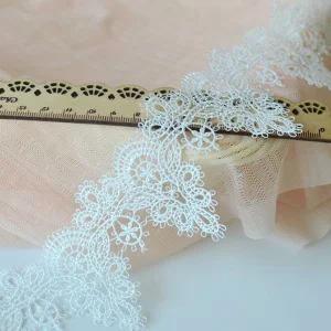 1Yard Golden White Black Flower Lace Fabric 6CM Wide