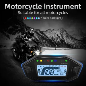Motorcycle Digital Speedometer Universal LCD Motor Tachometer Instrument Cluster Turn Signal Light Indicator Voltmeter Oil Gauge
