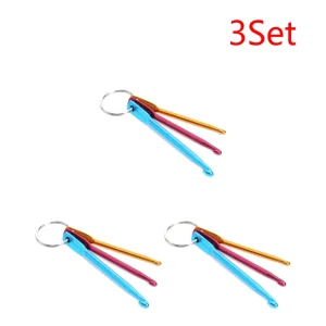 5Set 3pcs Crochet Needles Multicolour Mini Aluminum Keychain Crochet Hooks DIY Crafts Tools Knitting Weaving Hair Needles