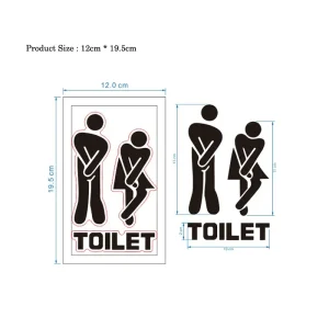 2Pcs Creative Funny Toilet Wall/Door Stickers Bathroom Decoration Vinyl Home Decor Decals Waterproof Poster Wallpaper On Wall