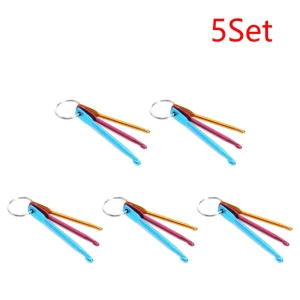 5Set 3pcs Crochet Needles Multicolour Mini Aluminum Keychain Crochet Hooks DIY Crafts Tools Knitting Weaving Hair Needles