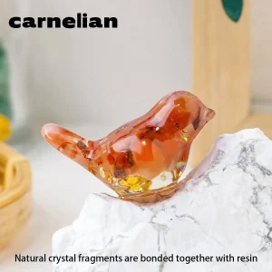 1PC Natural Crystal Bird Statue Reiki Stone Figurine Fengshui Sculpture for Pet Memorial Ornament Home Garden