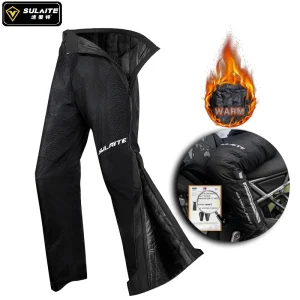 SULAITE Men's Motorcycle Pants Quick Release Winter Warm Quick Take Off Trousers Built in CE Protectors Water Repellent Pants