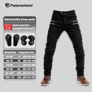 New Double Zipper Metal Style Motocross Moto Trousers Men For Woman Outdoor Riding Jeans With Protective Gear Motorcycle Pants