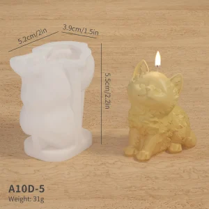 Lovely 3D Animal Candle Silicone Mold Pet Cat Dog DIY Aromatherapy Plaster Candle Resin Mold Soap Craft Casting Mold Home Decor
