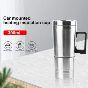 Vehicle Heating Cup Camping Travel Kettle Electric Heating Car Kettle Stainless Steel 12V/24V 300ml Auto Accessories