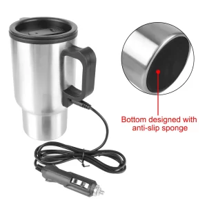 Electric Heating Car Kettle 12V 450ml Vehicle Heating Cup Stainless Steel Camping Travel Kettle Water Coffee Milk Thermal Mug