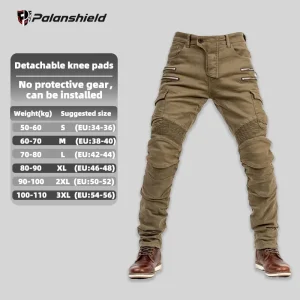 New Double Zipper Metal Style Motocross Moto Trousers Men For Woman Outdoor Riding Jeans With Protective Gear Motorcycle Pants