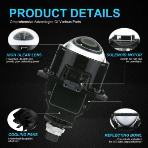 NLpearl 3.0inch Bi Led Projector Lenses Car Headlight 40000LM H4 H7 9005 9006 High Low Lights Universal Car Headlamp Retrofit