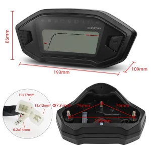 Motorcycle Digital Speedometer Universal LCD Motor Tachometer Instrument Cluster Turn Signal Light Indicator Voltmeter Oil Gauge