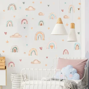 1PC Boho Colo Rainbow Cloud Star Wall Stickers for Waterproof Removable PVC Kids Room Kindergarten Home Decoration