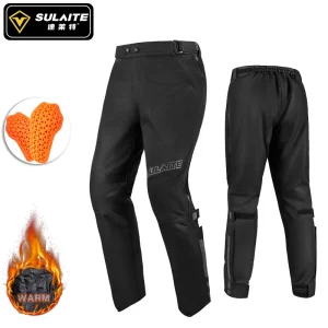 SULAITE Men's Motorcycle Pants Quick Release Winter Warm Quick Take Off Trousers Built in CE Protectors Water Repellent Pants
