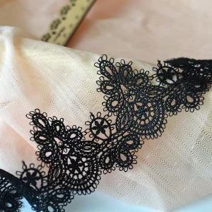1Yard Golden White Black Flower Lace Fabric 6CM Wide