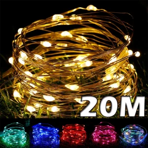 20M LED Lights Copper Wire String Lights USB Garland Fairy Lighting Strings for Holiday Christmas Wedding Party Decoration