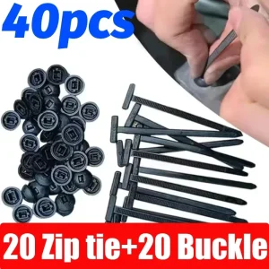 2-40pcs Nylon Cable Tie Buckles Car Fender Trunk Engine Guard Panel Wires Management Secure Universal Auto Fastener Screw Clips