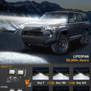 NAOEVO 4 Inch 2Pcs LED Pod Lights Spot Flood Combo LED Fog Driving 4x4 Off Road Lights Work Lights for Truck Boat ATV UTV Jeep