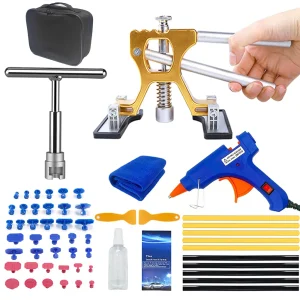 Car Dent Repair Sheet Metal Tools Auto Adjustable Width + T Dent Puller Slide Hammer Reverse Hammer Glue Kit car accessories