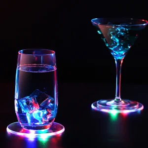 LED Coaster Acrylic Bar Cocktail Flash Base Mats Crystal Ultra-Thin LED Light Coaster For Bar Table Decoration Accessories