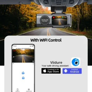 Dash Cam 4K UHD Recording Car Camera DVR Night Vision Video Recorder Built-In Wi-Fi Support GPS 24H Parking