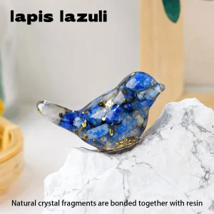 1PC Natural Crystal Bird Statue Reiki Stone Figurine Fengshui Sculpture for Pet Memorial Ornament Home Garden