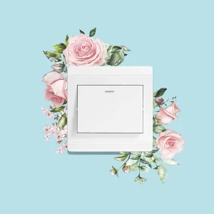 1PC Pink Rose Green Leaf Sticker Decorative Switch Beautification Wall Wall Sticker Self Adhesive Waterproof Sticker