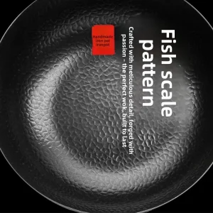 Zhangqiu iron pan fish scale uncoated old-fashioned wok household non stick pan flat bottomed wok stir fry pan