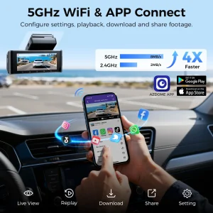 AZDOME M550 Pro 5.8Ghz WiFi 2/3 Channel Dash Cam 4K+2.5K Built-in GPS 3.19" IPS Screen Car DVR IR Night Vision 24H Parking Mode