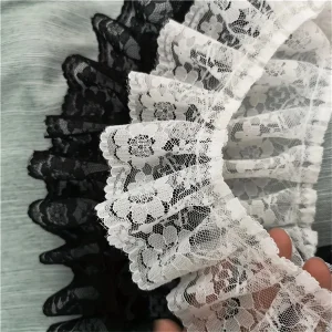 6CM Wide HOT Embroidery White Black 3D Flower Lace FabricTrim Ribbon DIY Sewing Applique Collar Dress Wedding Guipure Decor 1yar
