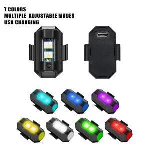 LED Strobe Warning Light Motorcycle Mini Safety Anti Collision Turn Signal Indicator 7 Color Drone Flash Lamp for Scooter Car