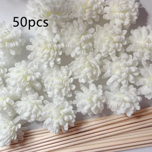 5/20/50pcs aroma diffusing stick and white foam flower combination, aromatherapy flower diffusing stick, fiber stick essential o