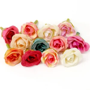 10/20/50Pcs 2cm Rose Artificial Flowers Heads For Home Decor Wedding Decoration Fake Flowers DIY Wreath Scrapbook Gift Accessory