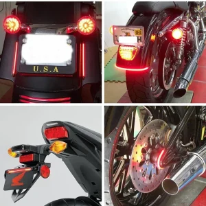 Flexible 48 LED Motorcycle Light Bar Strip Tail Turn Signal Tail Rear Brake Stop Bulb Lamp Brake Light 12V
