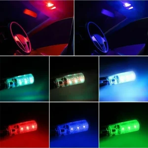 1set W5W T10 LED Bulbs 12SMD 5050 RGB With Remote Controller Flash Reading Wedge Light Clearance Lights CANbus 194 168 12v