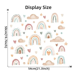1PC Boho Colo Rainbow Cloud Star Wall Stickers for Waterproof Removable PVC Kids Room Kindergarten Home Decoration